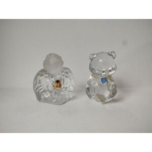 Fenton glass figurine pair birthstone angel and bear